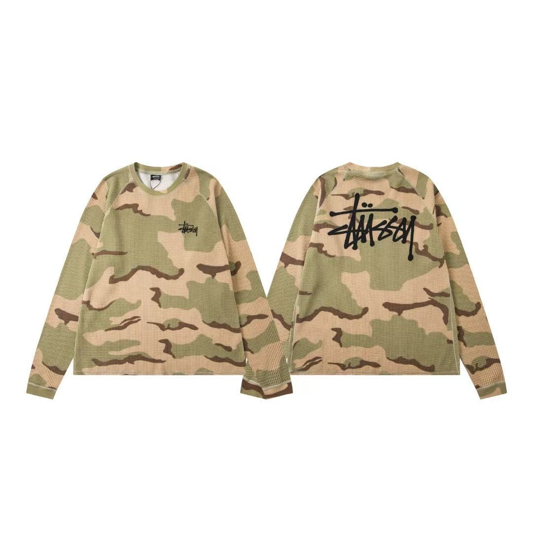 STUSSY CAMOUFLAGE THERMAL SWEATSHIRT - PASTFRWRD
