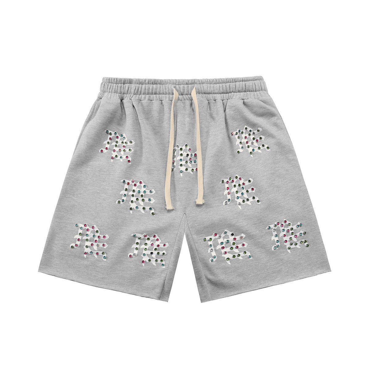mixed emotions me logo rhinestone shorts - PASTFRWRD