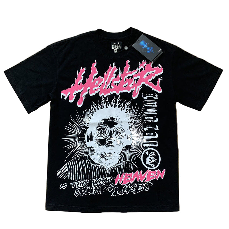 Hellstar T-shirt in faded vintage wash with ribbed crewneck and short sleeves in various colors