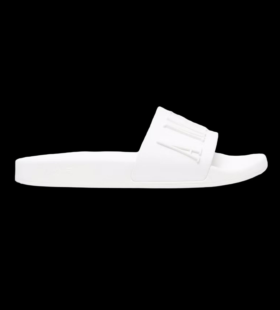Black Amiri pool slides with a textured upper and cushioned footbed for comfort.