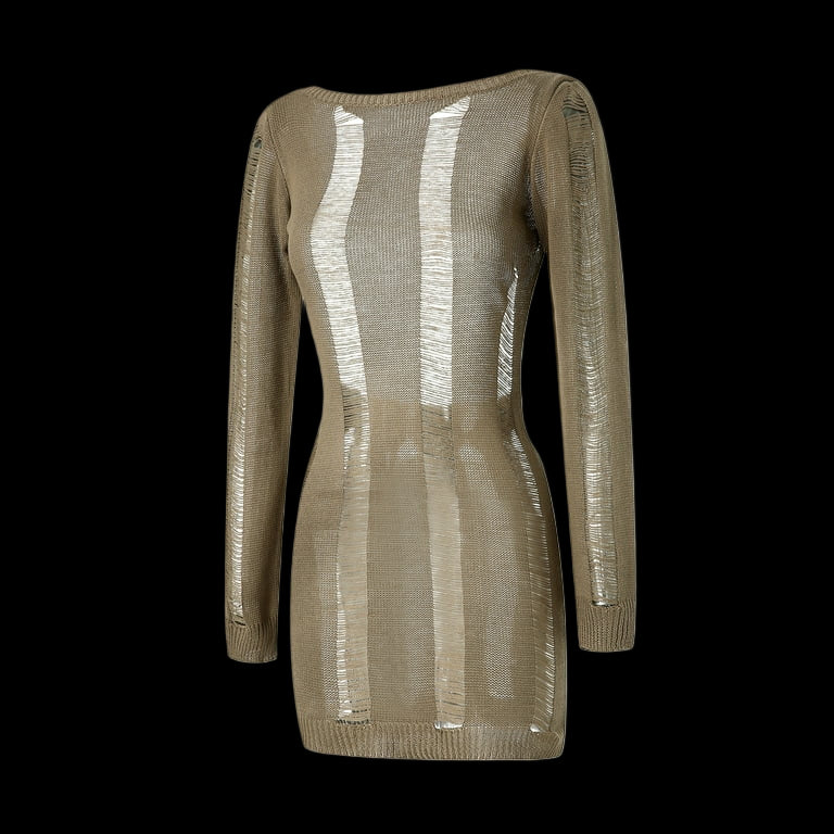 Black shredded mini dress with open back and grunge style by Jaded London