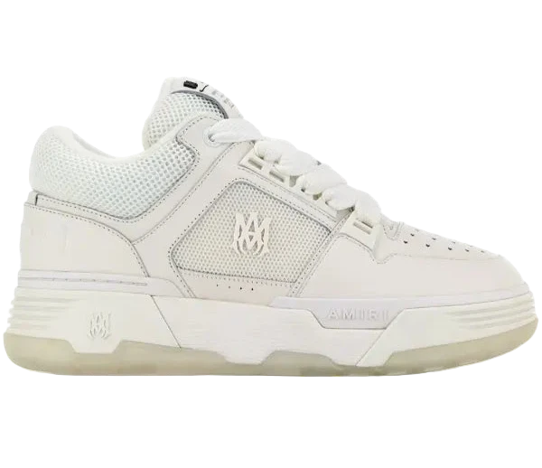 Amiri MA-1 white leather and mesh sneakers with logo detail.