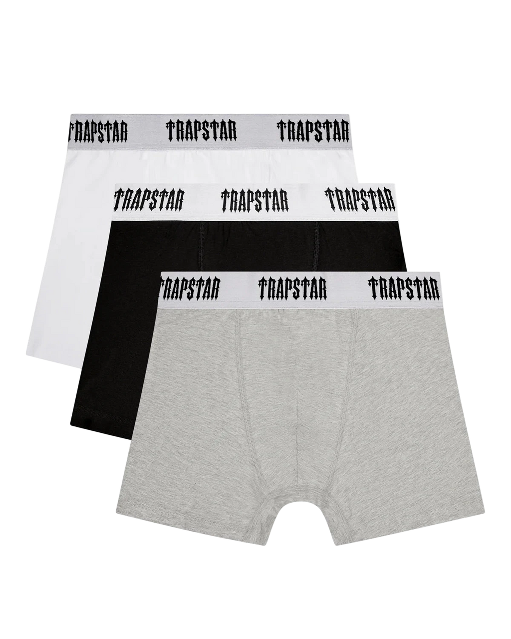 Three pairs of cotton-rich boxer shorts with a soft waistband and reinforced seams.