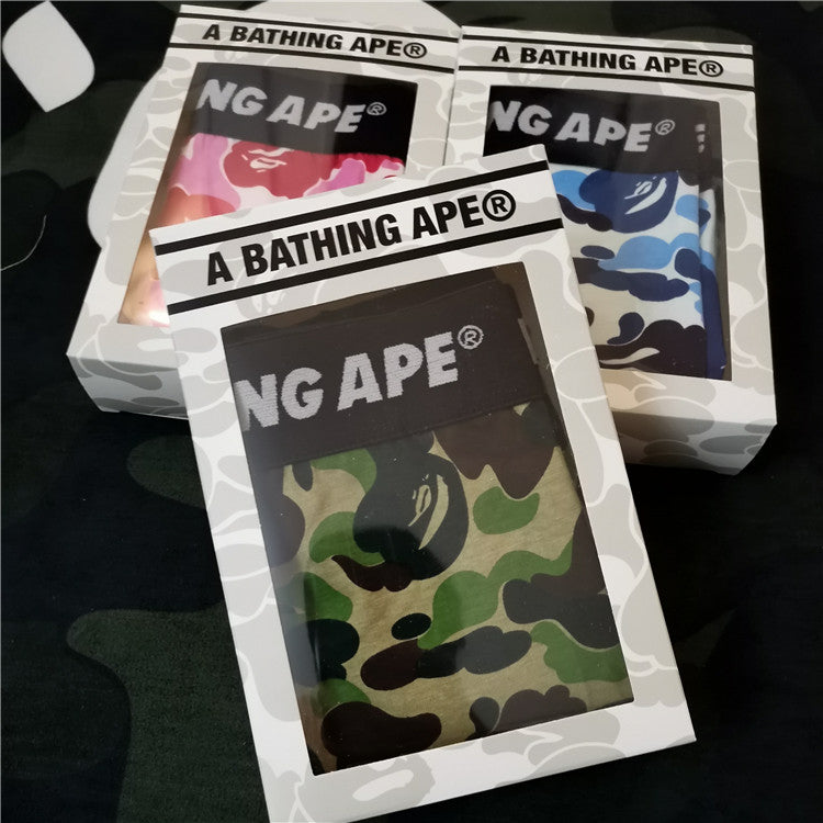 Bape Underwear in a vintage-inspired faded wash with a ribbed crewneck and short sleeves.